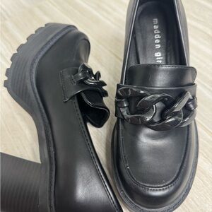 Steve Madden Black Chain Detail Loafers